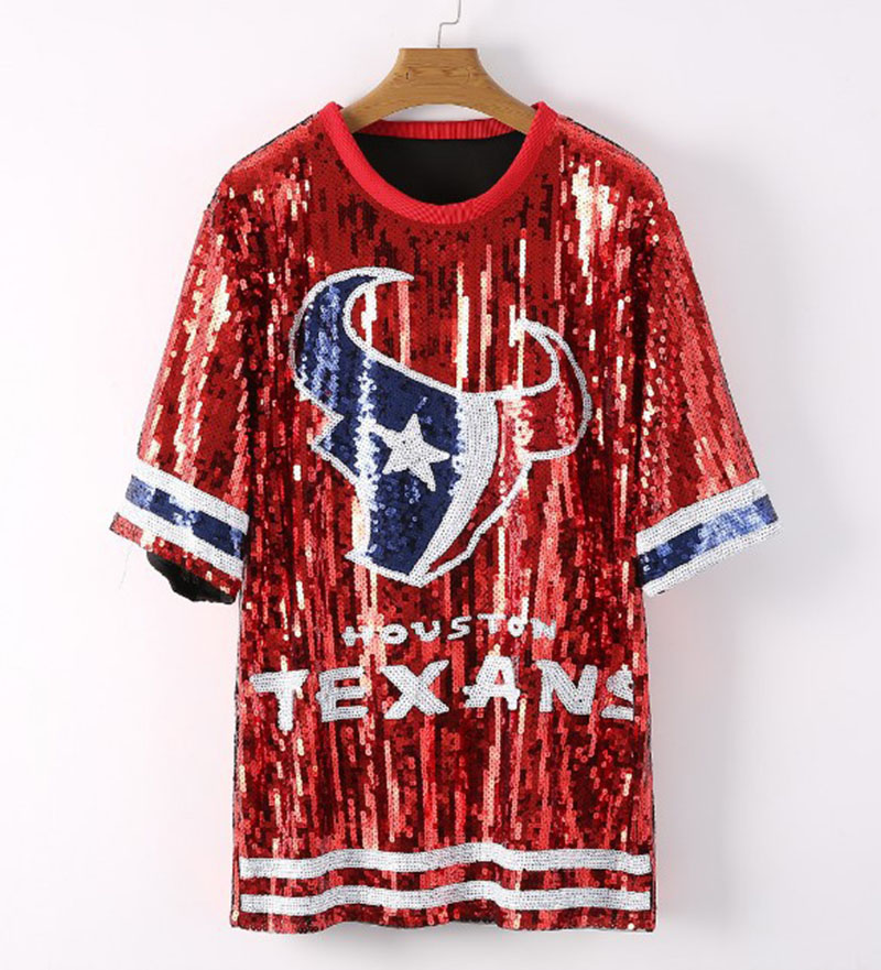 Long Style Sequin Houston Texans Cheer Jersey